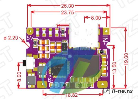 Модуль внешнего аккумулятора USB-A + USB-C